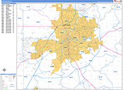 Fort Wayne  Wall Map Basic Style